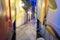 point of view between two carriages of the electric vehicle of the elevator of the sidewalk of Lavra in the city of Lisbon.