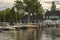 Pointe Claire Yacht Club beside lake Saint-Louis at sunset