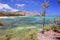 Pointe Coton in Rodrigues Island, with Turquoise lagoon and mooring boats