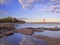 Pointe-des-Monts Lighthouse at sunset, Cote-Nord, Quebec