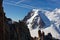 Pointe Lachenal, Chamonix, south-east France, Auvergne-RhÃ´ne-Alpes. Views from cable car towards Pointe Lachenal with Mont Blanc