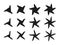 Pointed beveled stars, asterisks ninja, black symbols
