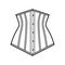 Pointed waist cincher back laced longline corsetry lingerie technical fashion illustration with bones Flat belt template