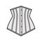 Pointed waist cincher back laced longline corsetry lingerie technical fashion illustration with bones Flat belt template