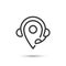 Pointer call center icon. Navigation icon with headphones. Vector