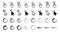 Pointer click icon. Clicking cursor, pointing hand clicks and waiting loading icons vector collection