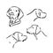 Pointer hunting dog sketch, contour vector illustration