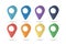 Pointer map. Set pin. Location icons. Pointers icon. illustration with shadow