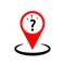 Pointer with Question mark sign icon design template, map symbol, vector illustration