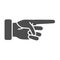 Pointing finger solid icon, hand gestures concept, Attention hand gesture sign on white background, pointer icon in