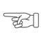 Pointing finger thin line icon, hand gestures concept, Attention hand gesture sign on white background, pointer icon in