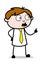 Pointing and Reminding - Office Salesman Employee Cartoon Vector Illustration