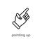 Pointing up icon. Trendy modern flat linear vector Pointing up i