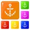 Points anchor icons set vector color