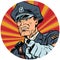 Points serious police officer pop art avatar character icon