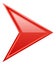 Pointy red arrow. Triangular glossy shape element