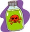 Poison bottle hand drawn image. Original colorful artwork, comi