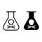 Poison bottle line and glyph icon. Glass vector illustration isolated on white. Mensurra with poison, skull and bones