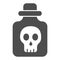 Poison in bottle solid icon, halloween concept, bottle with skull sign on white background, vial with dangerous liquid