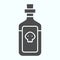 Poison can solid icon. Potion in the glass bottle with skull sign. Halloween vector design concept, glyph style