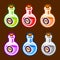 Poison cartoon bottles liquids colors elemetns