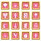 Poison danger toxic icons set pink square vector