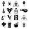 Poison danger toxic icons set, simple style