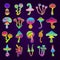 Poison mushroom. Colorful fairytale magic toxic drugs from fantasy mushroom unhealthy products recent vector botanical
