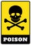 Poison Sign on yellow rectangle Board.