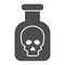 Poison solid icon. Danger sign on bottle, acid flask symbol, glyph style pictogram on white background. Chemistry or