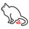 Poisoning in cat line icon, Diseases of pets concept, diarrhea in cat sign on white background, sick kitten icon in