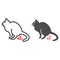 Poisoning in cat line and solid icon, Diseases of pets concept, diarrhea in cat sign on white background, sick kitten