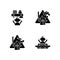 Poisoning and suffocation prevention black glyph icons set on white space