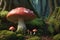 Poisonous fly agaric toadstool in moss