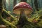 Poisonous fly agaric toadstool in moss