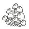 Poisonous toadstool mushrooms linear drawing for coloring isolated on white