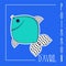 Poisson d'avril. French April Fool's Day card fish. Flat style. Vector illustration