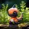 Pokemon 3d Model In The Style Of Miki Asai: Dark Orange And Light Black