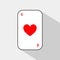 Poker card. FOUR HEART. white background to be easily separable.