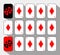 Poker card. Set FIFTEEN DIAMOND WHITE. background.