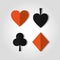 Poker card suits heart club spade and diamond casino gambling theme