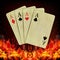 Poker cards burning fire