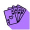 Poker cards line icon, vector pictogram of blackjack game