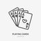 Poker cards line icon, vector pictogram of blackjack game. Four aces illustration, casino gambling sign