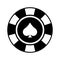 Poker casino chip Spades icon for web design in online casino