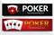 Poker Casino Horizontal Banner Set. Vector illustration