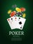 Poker chips and cards bacgkground. Poker Casino template poster. Flyer design layout