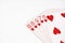 Poker hand rankings symbol set Playing cards in casino: straight Flush on white background, luck abstract