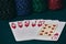 Poker Hands / Royal Flush 3. Five playing cards - the poker royal flush hand. Royal Flash,red card deck, poker royal flash on