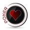 Poker icon with red heart symbol on a white background